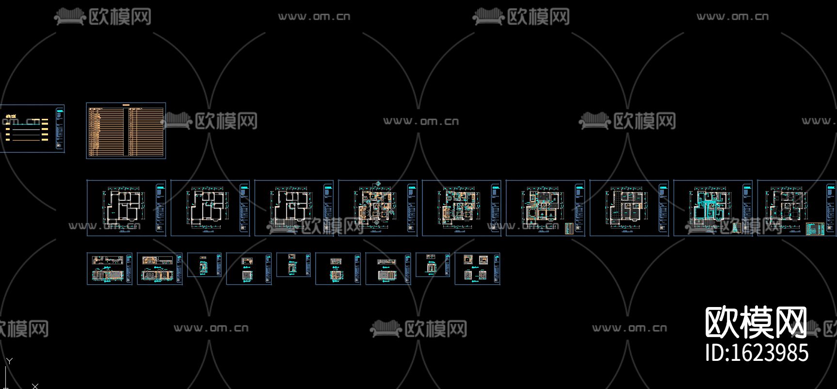 混搭中式风格116㎡住宅cad施工图下载（渲染图4）