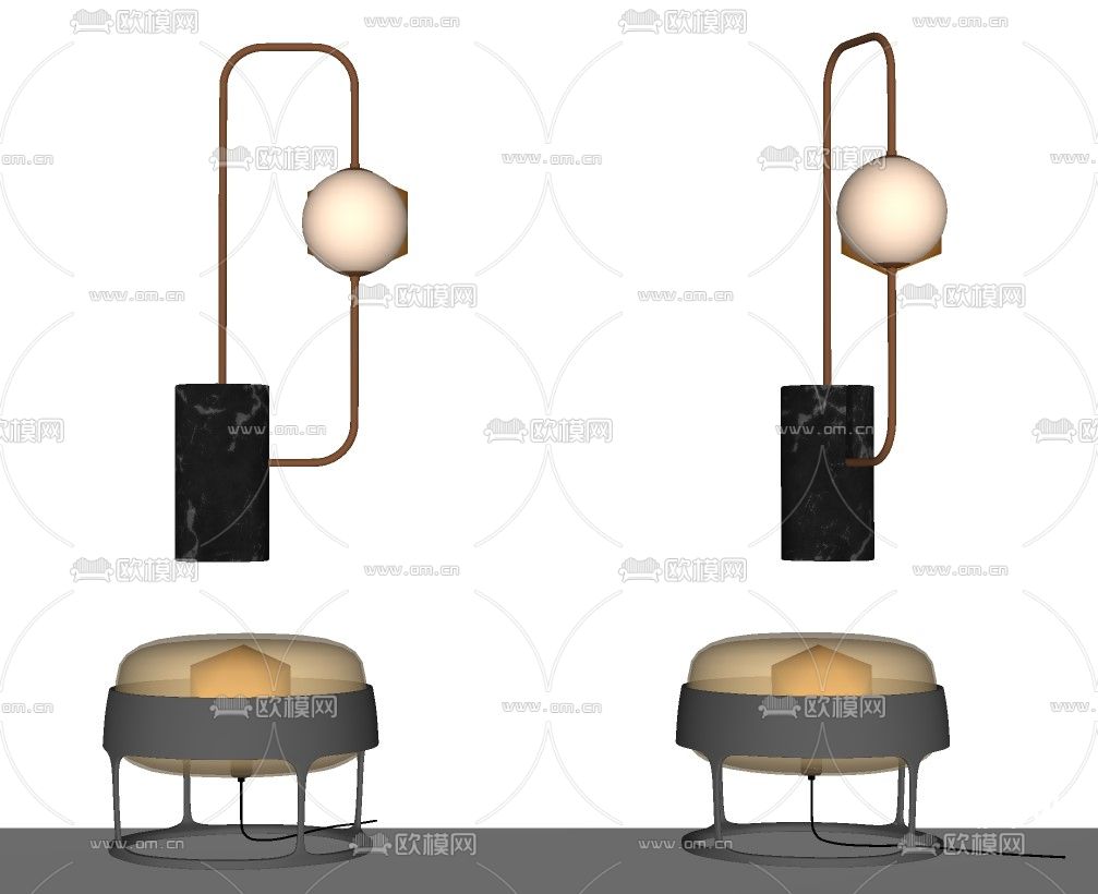 现代球形台灯su模型下载（渲染图1）