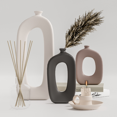 现代花瓶插花摆件su模型