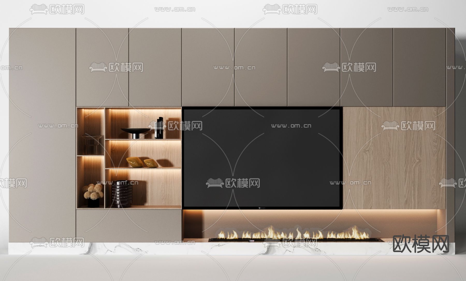 现代电视背景墙3d模型