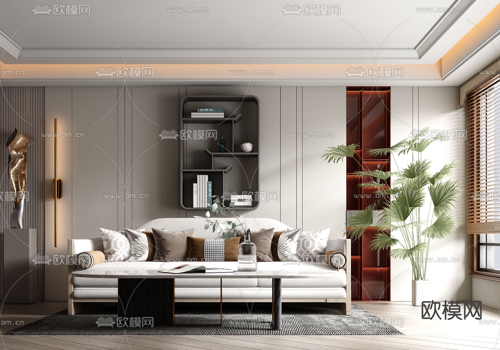 现代布艺多人沙发3d模型下载