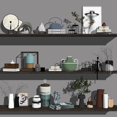 新中式饰品摆件su模型