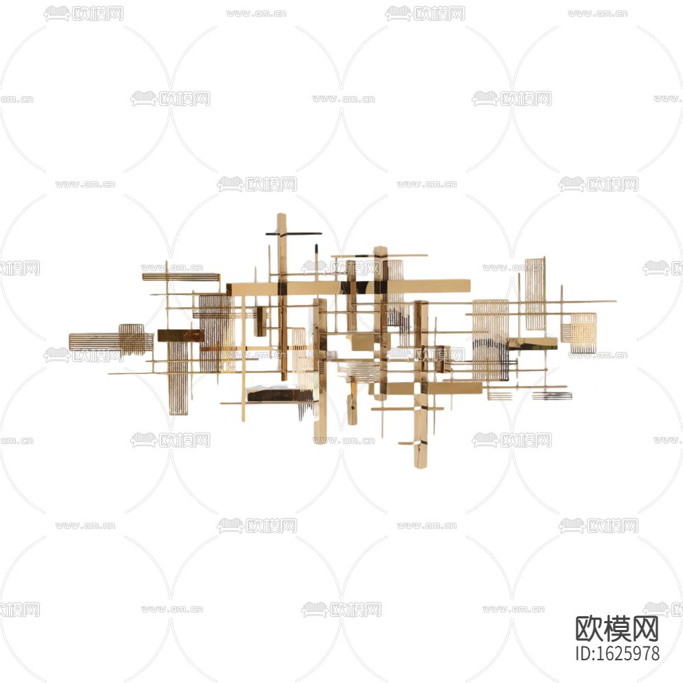 现代轻奢创意金属条纹壁饰下载