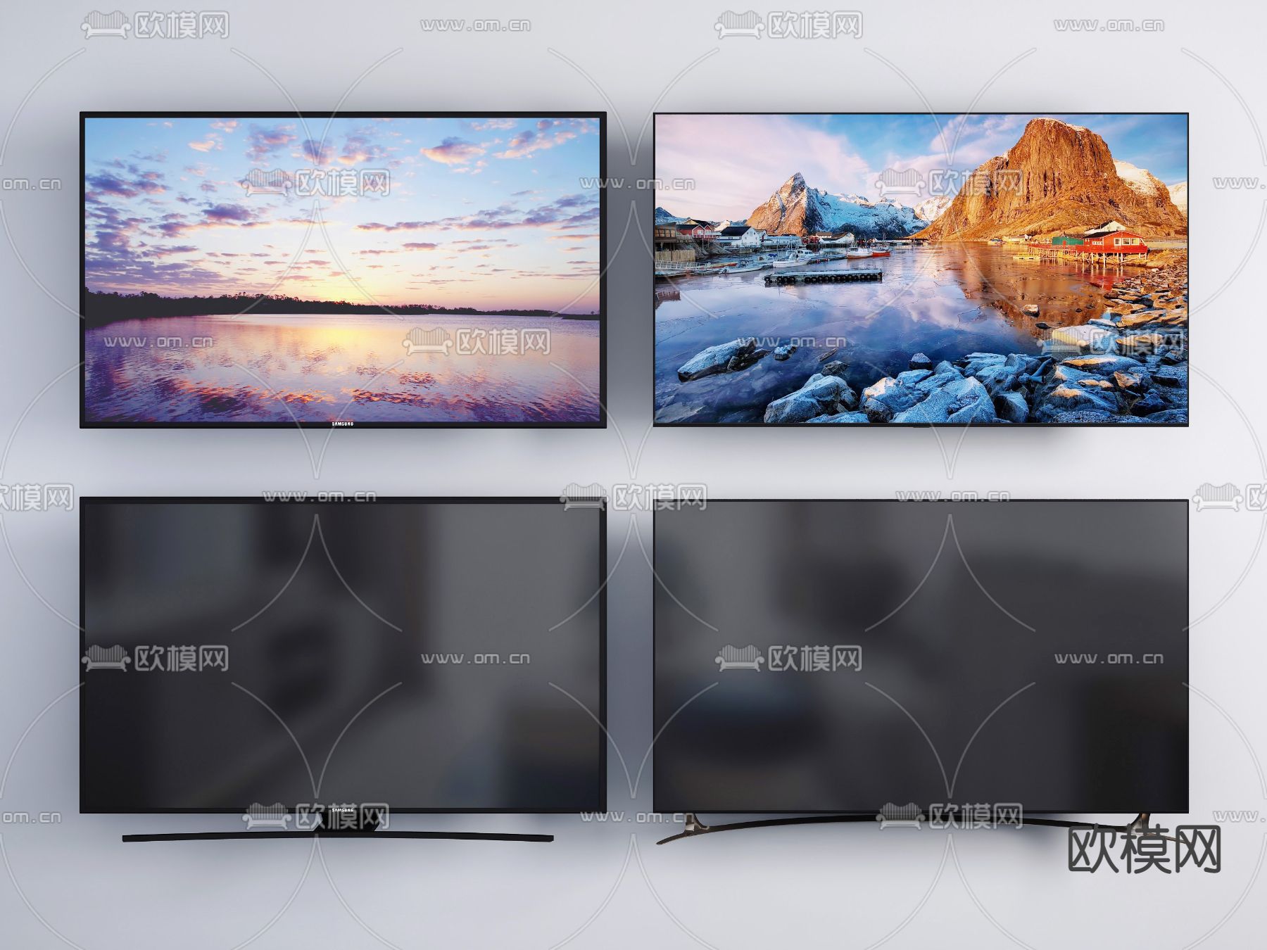 现代电视机显示器3d模型下载