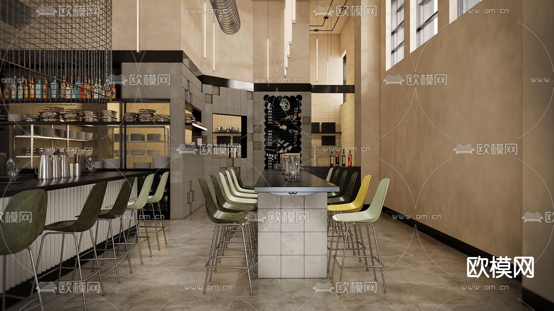 现代咖啡厅su模型下载（渲染图4）