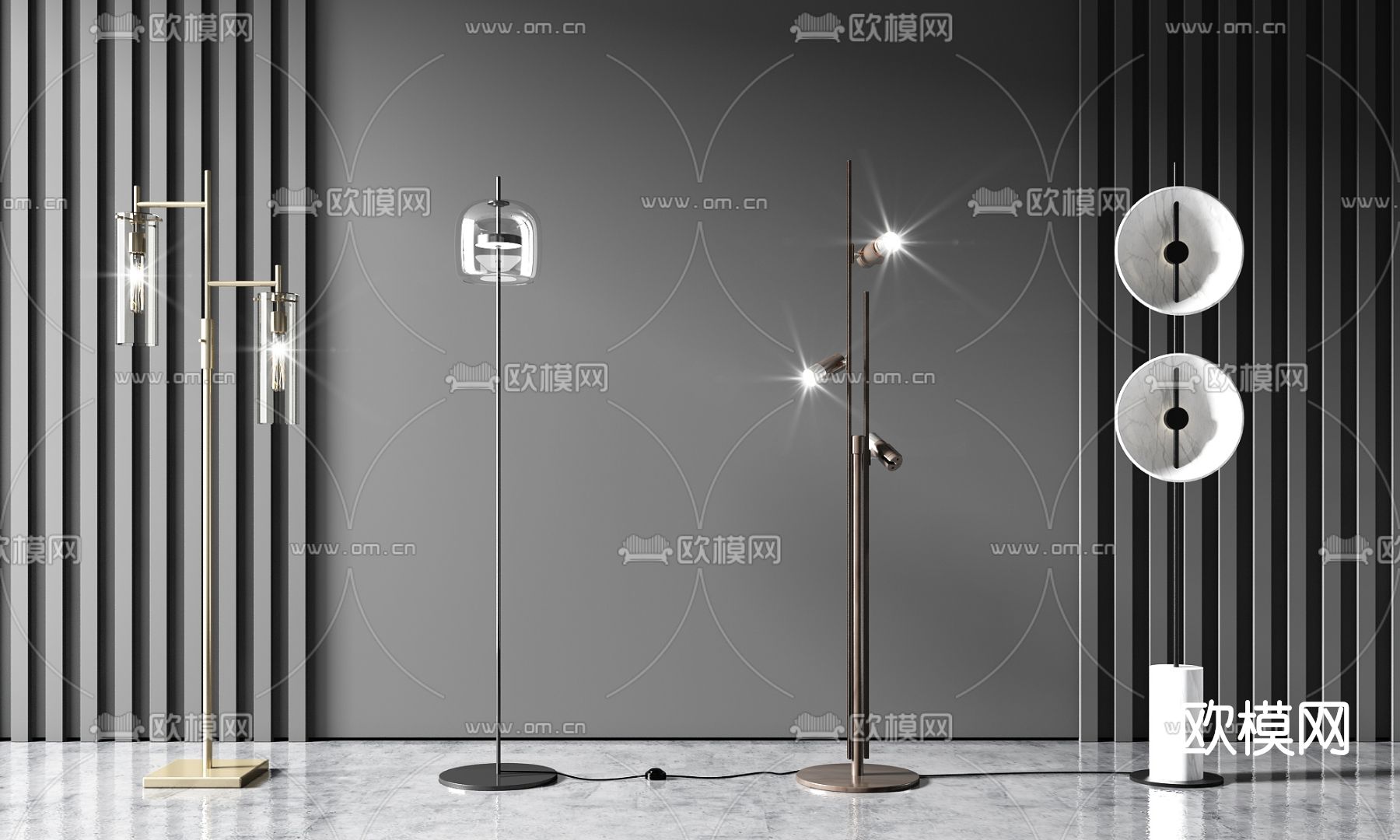 现代轻奢落地灯3d模型下载