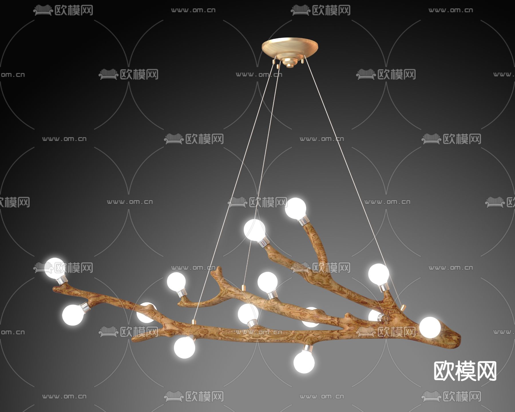 北欧树枝装饰吊灯3d模型下载
