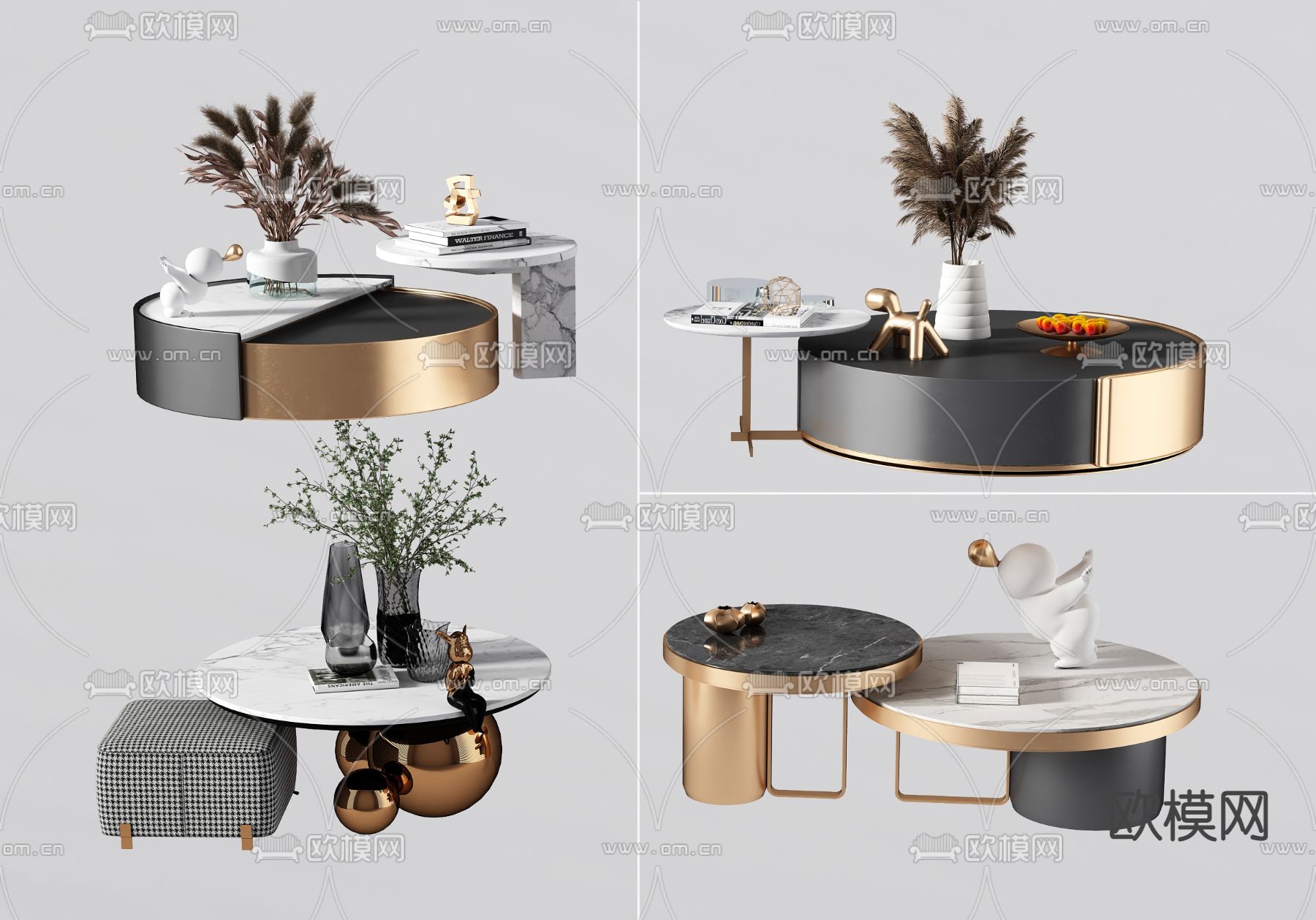 现代轻奢金属茶几3d模型