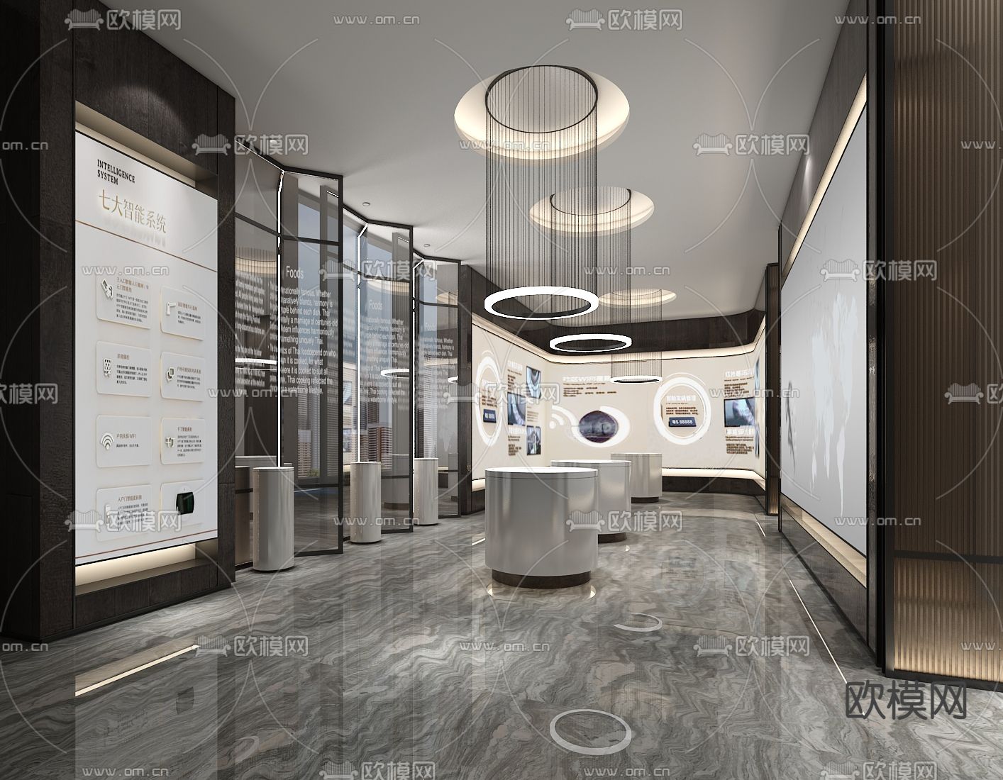 现代展厅su模型下载（渲染图1）