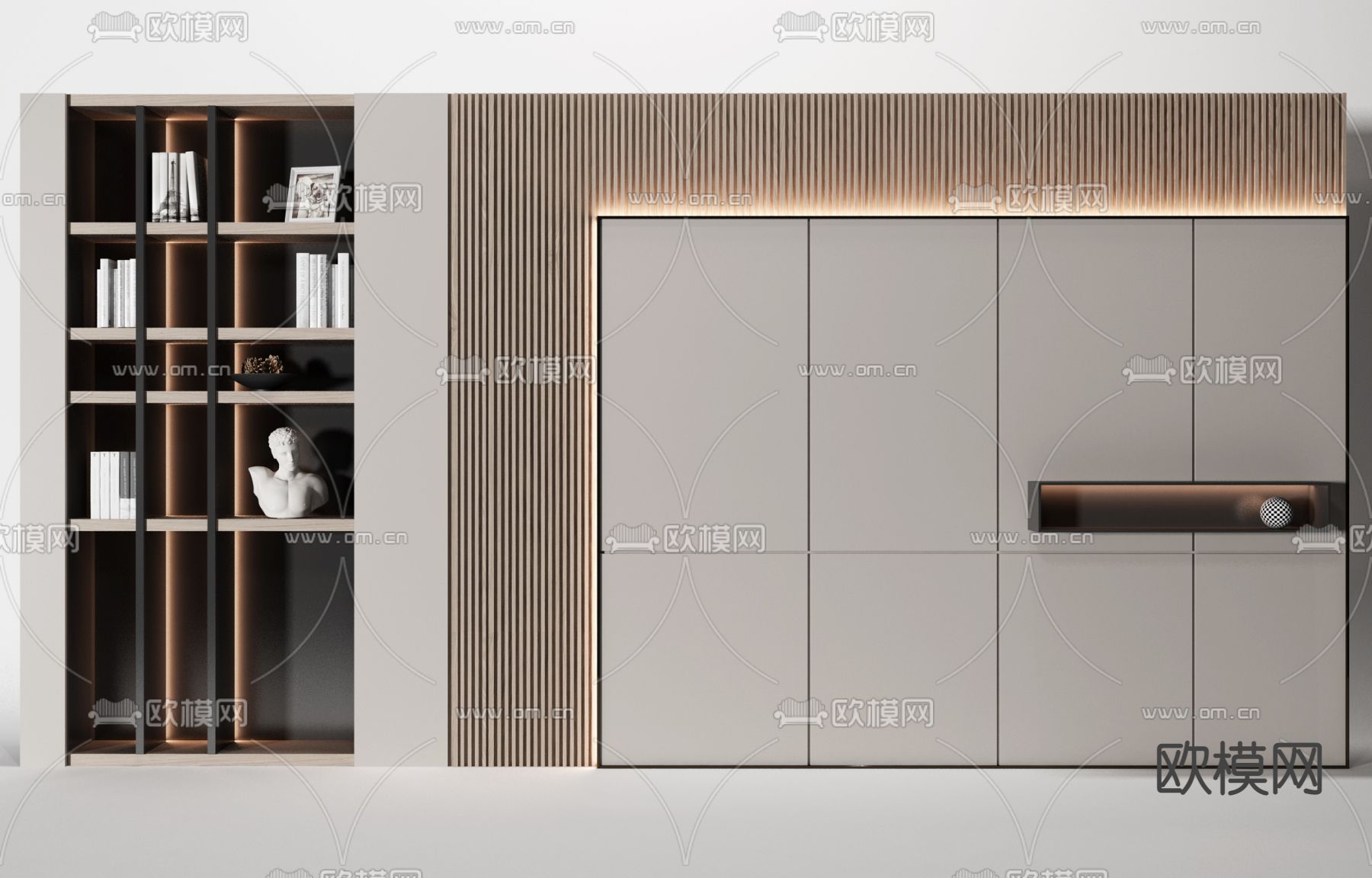 现代书柜装饰柜3d模型下载