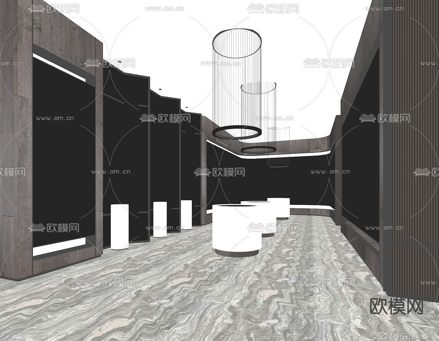 现代展厅su模型下载（渲染图2）