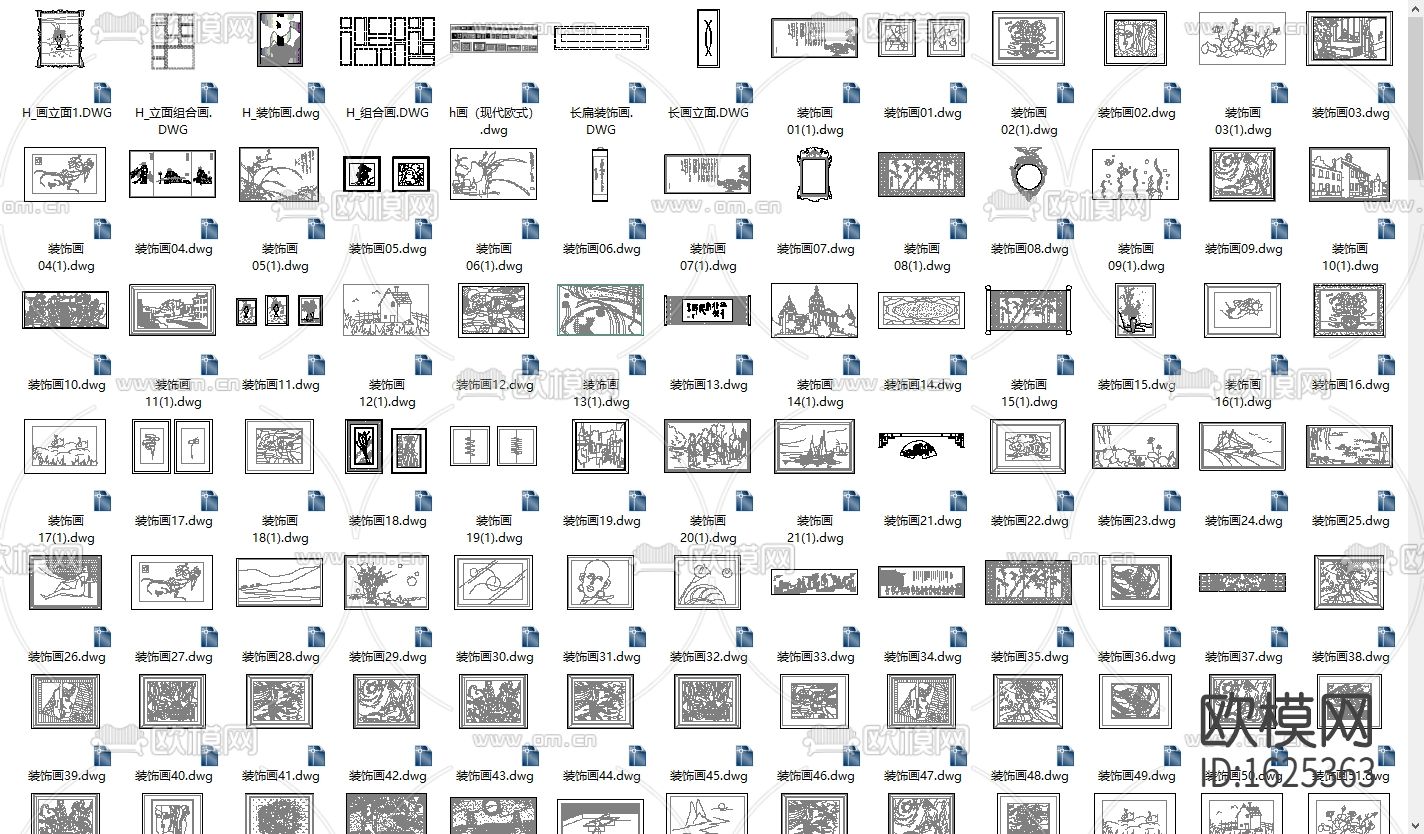 挂画cad图块下载（渲染图1）