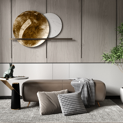  现代轻奢沙发凳su模型 