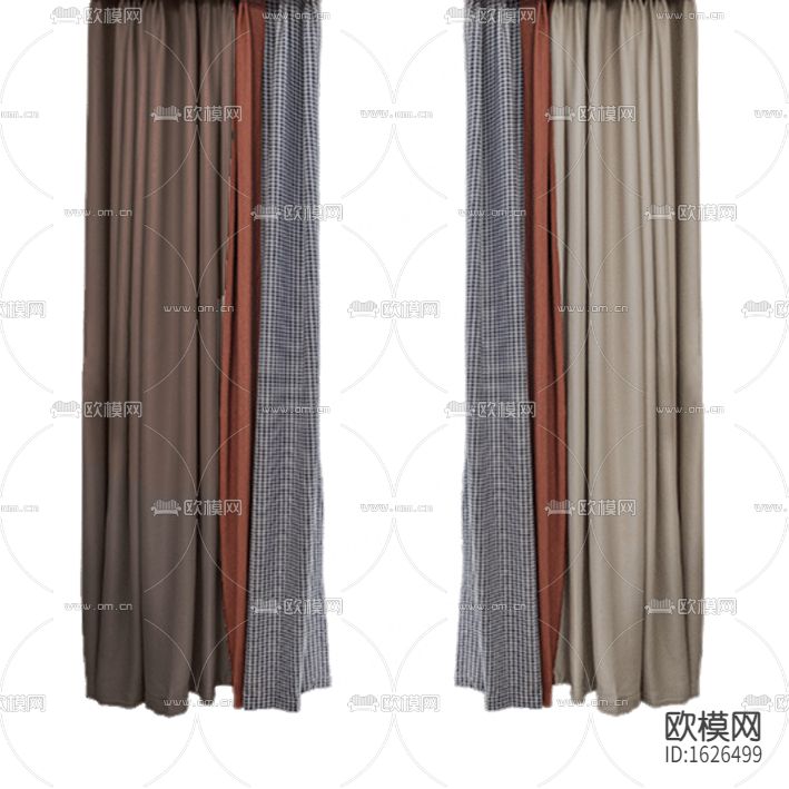 现代轻奢拼色布艺窗帘下载