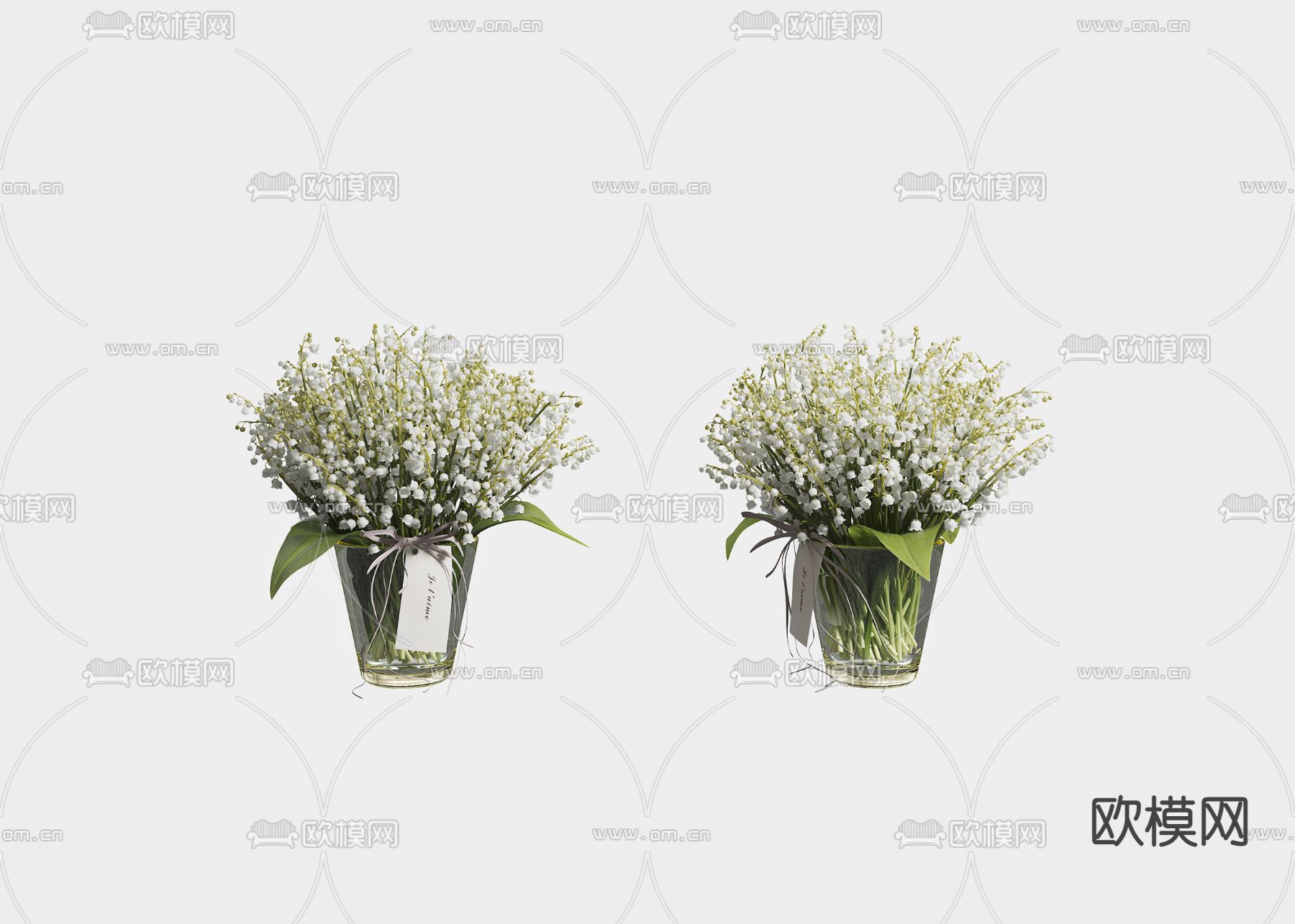 现代铃兰花瓶花艺3d模型下载