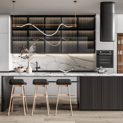 现代厨房中岛台su模型