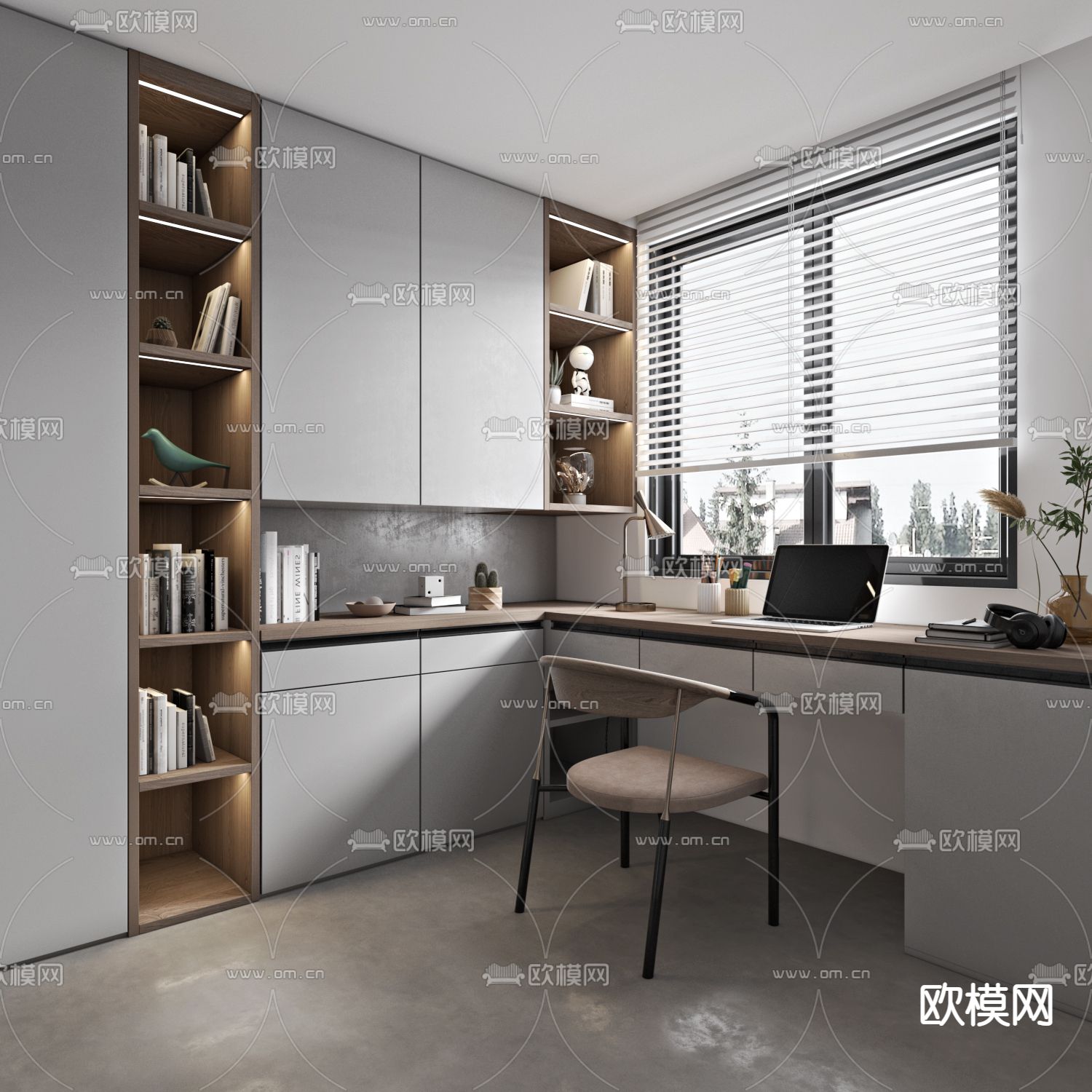 现代书房3d模型