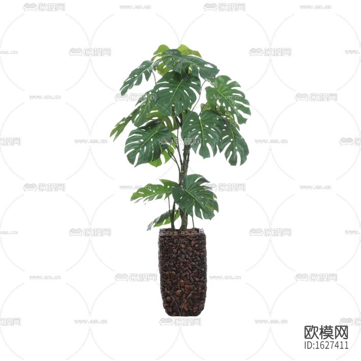 现代简约鹅卵石花盆绿植盆栽