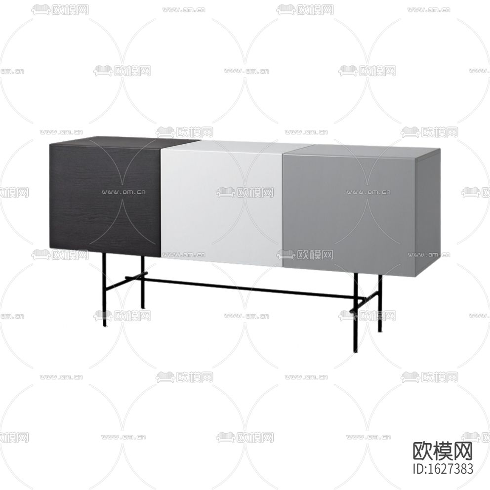现代简约黑白灰三色实木不锈钢边柜下载