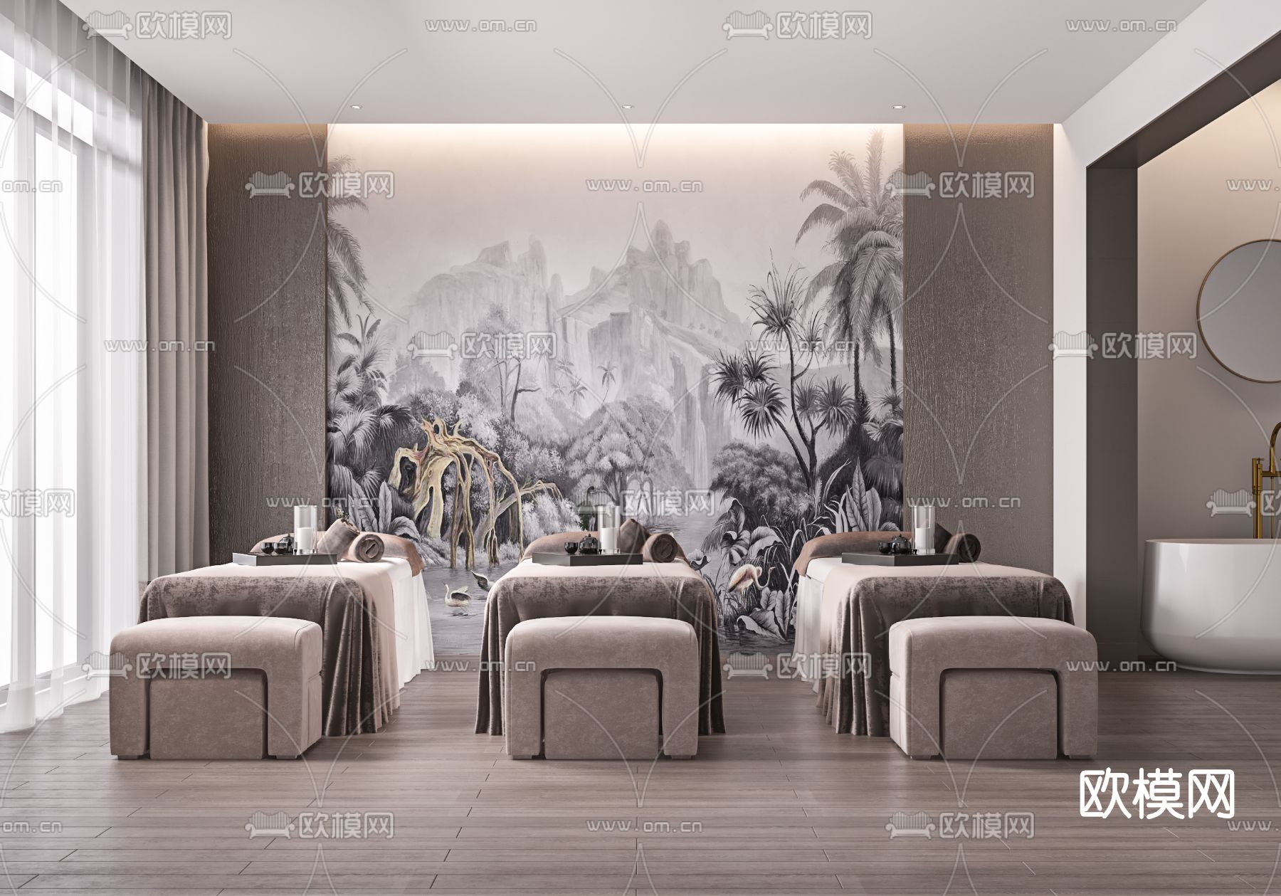 现代美容院SPA护理床3d模型下载（渲染图1）