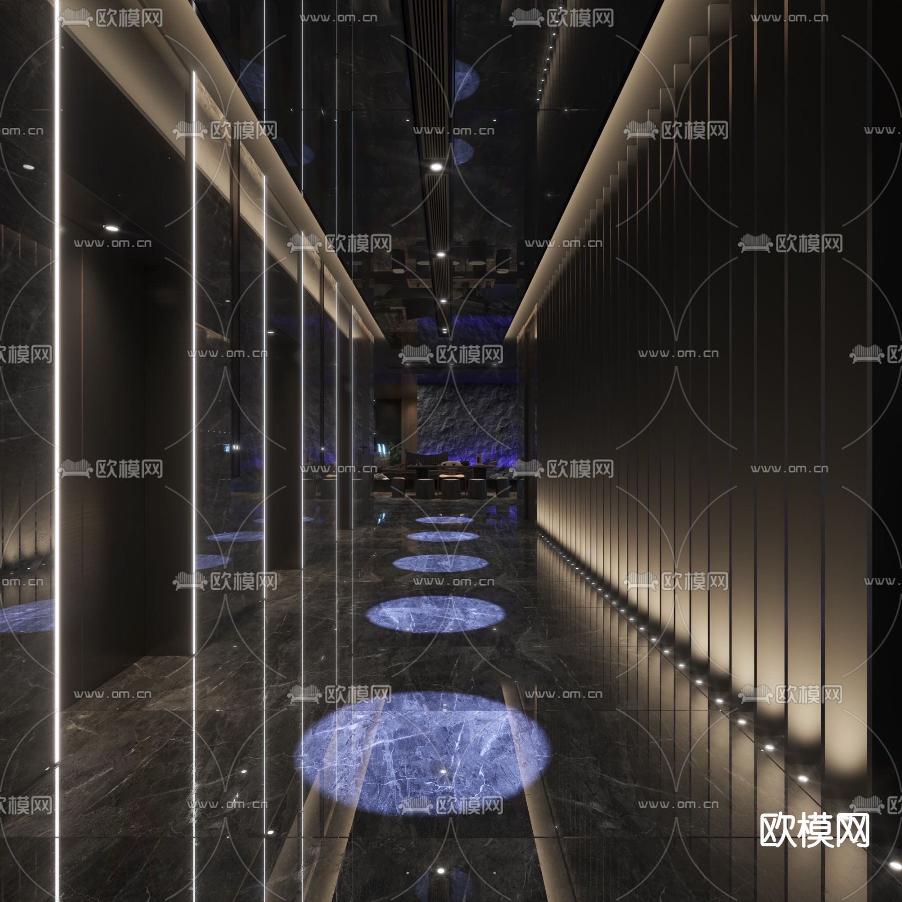 后现代酒店电梯厅3d模型下载