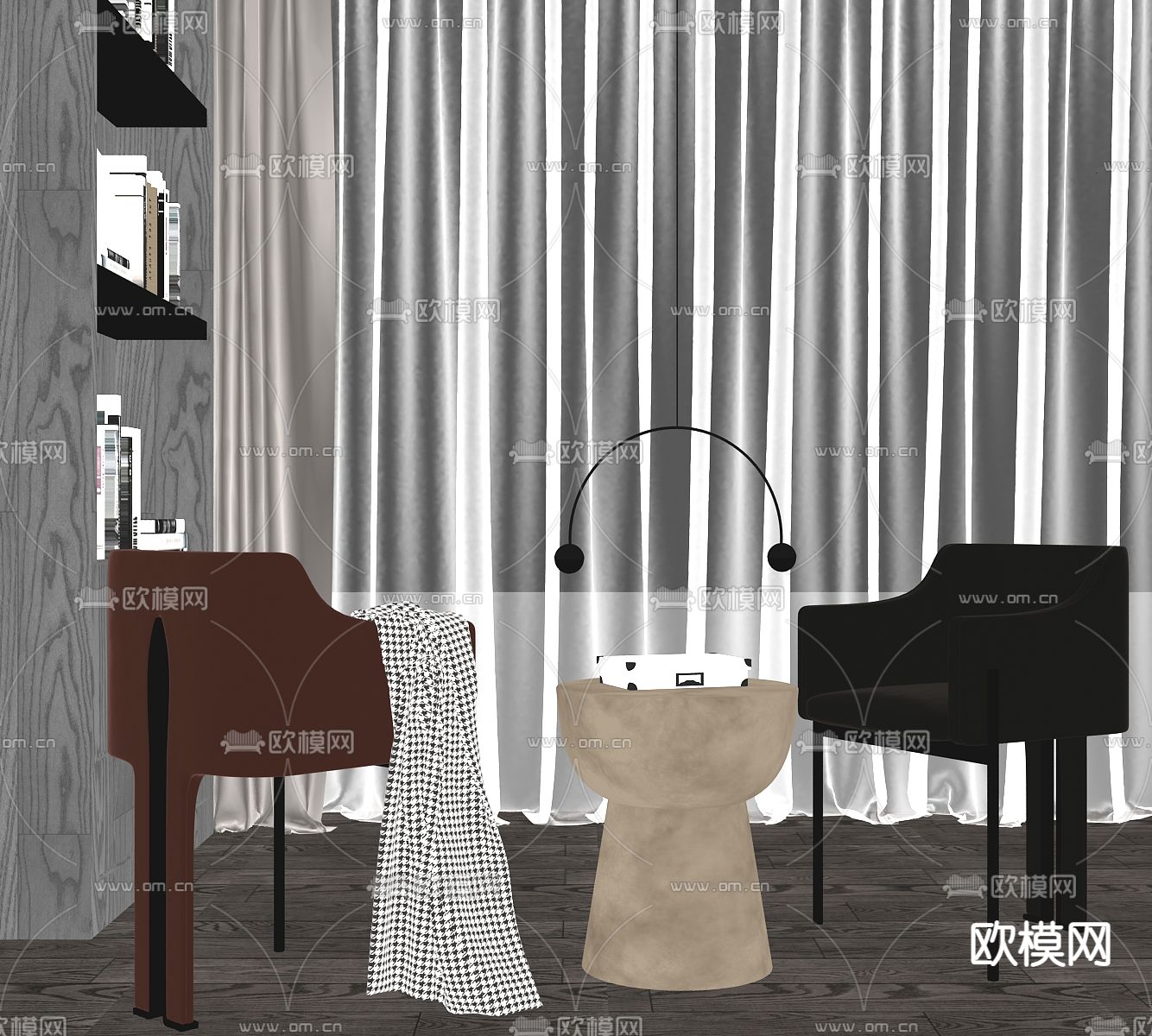 现代轻奢休闲椅su模型下载（渲染图2）