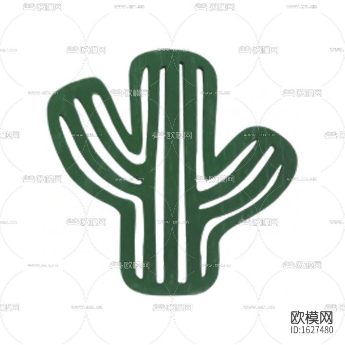 北欧简约绿色木质仙人掌杯垫
