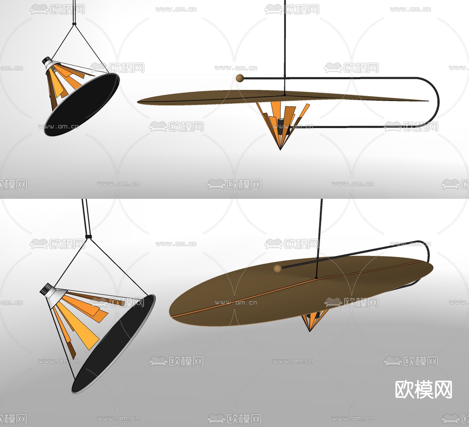现代艺术吊灯su模型下载（渲染图2）