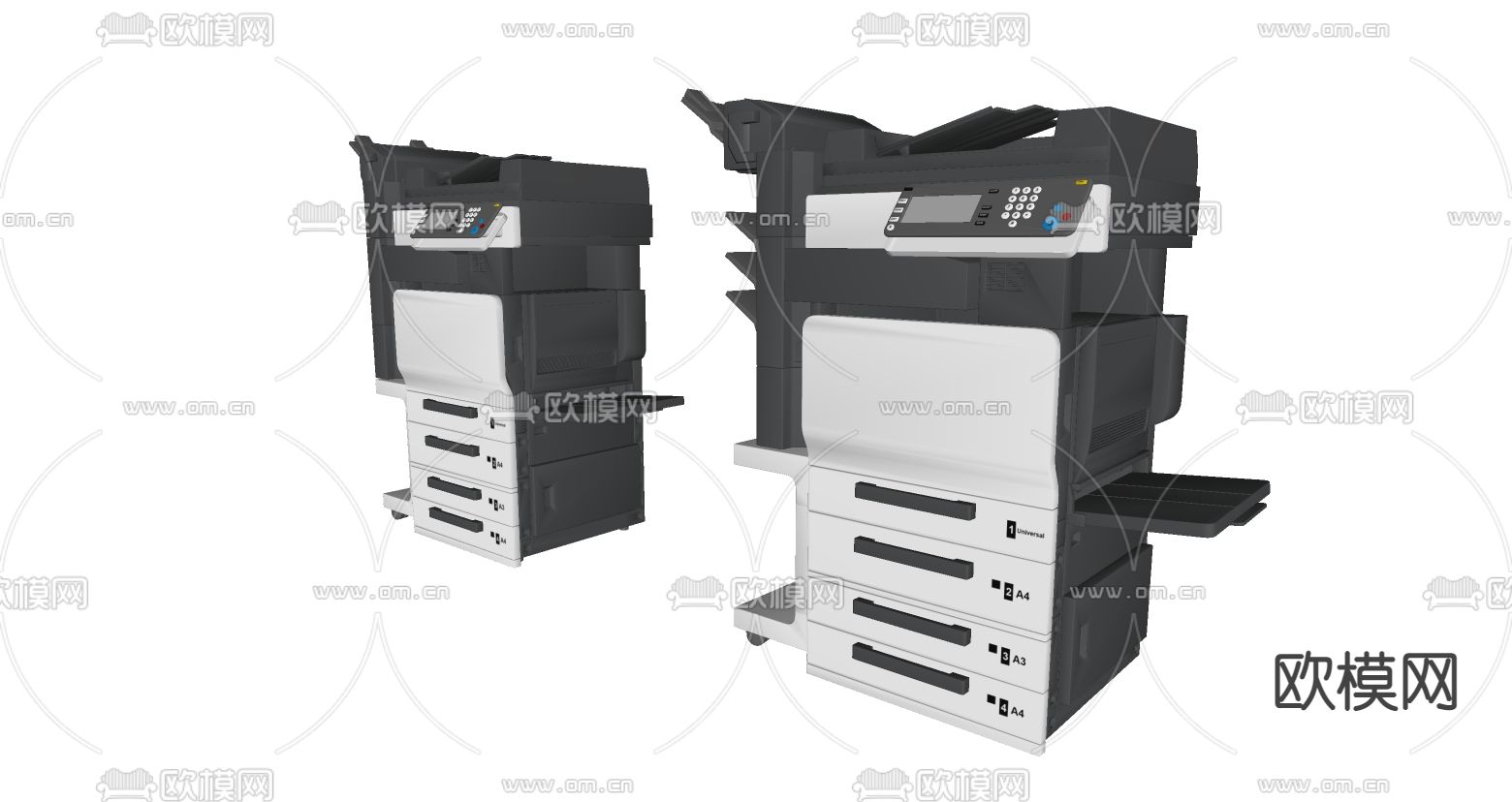 现代打印机复印机su模型下载（渲染图2）