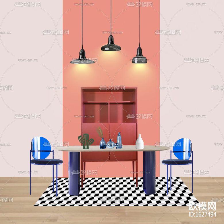 北欧简约小清新色彩配色餐厅