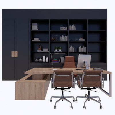  北欧办公桌椅su模型 