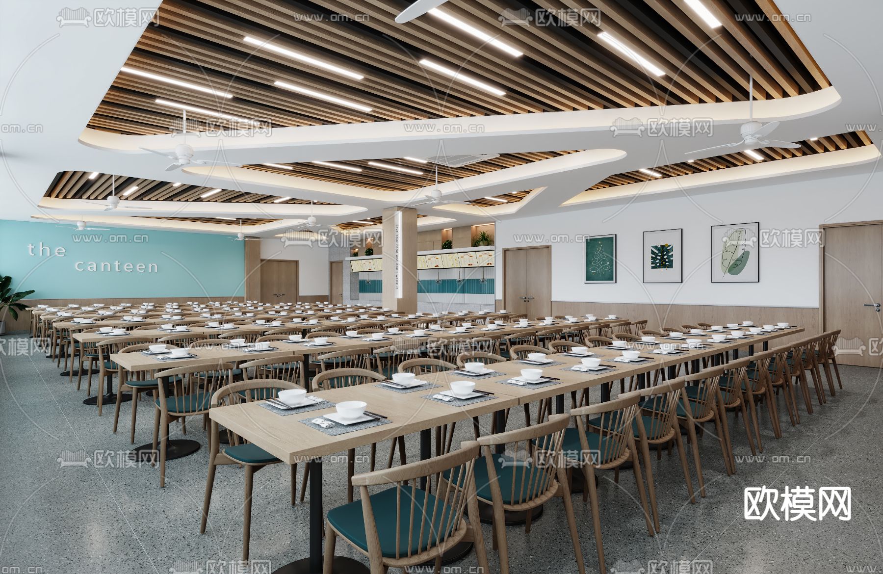 北欧餐厅食堂快餐店3d模型下载