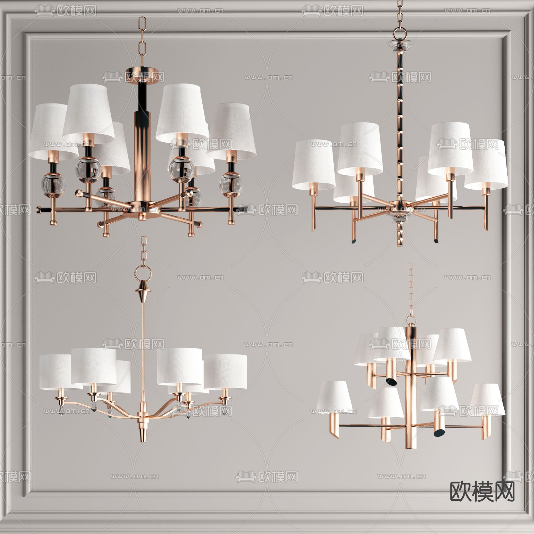 现代轻奢多头吊灯3d模型下载