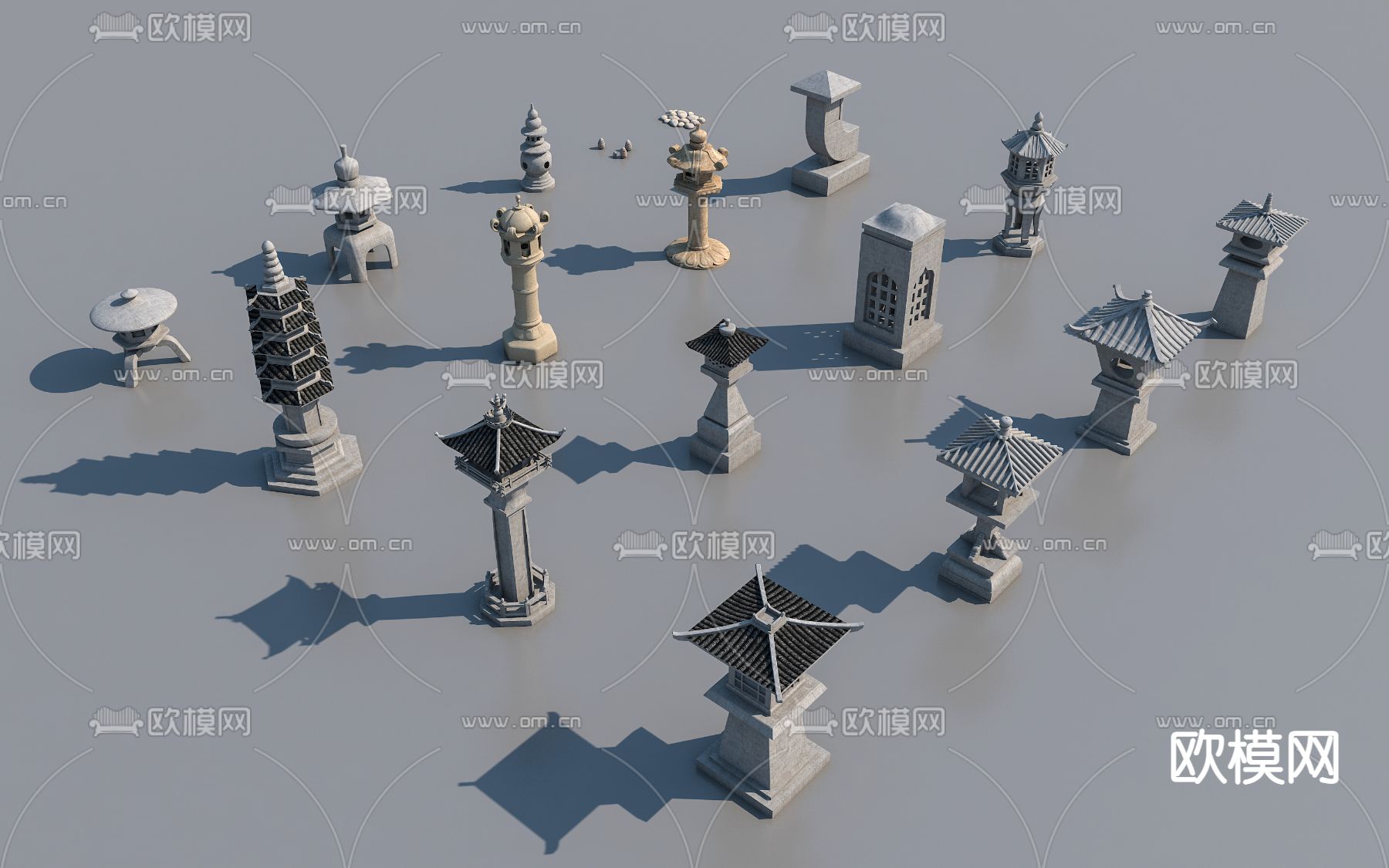 新中式草坪灯地灯户外灯3d模型