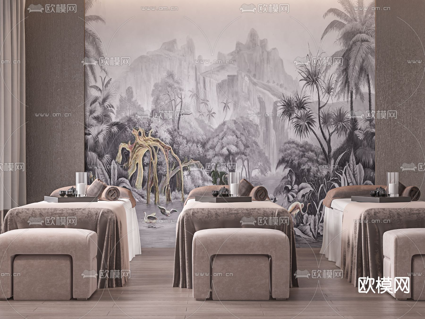 现代美容院SPA护理床3d模型下载（渲染图2）