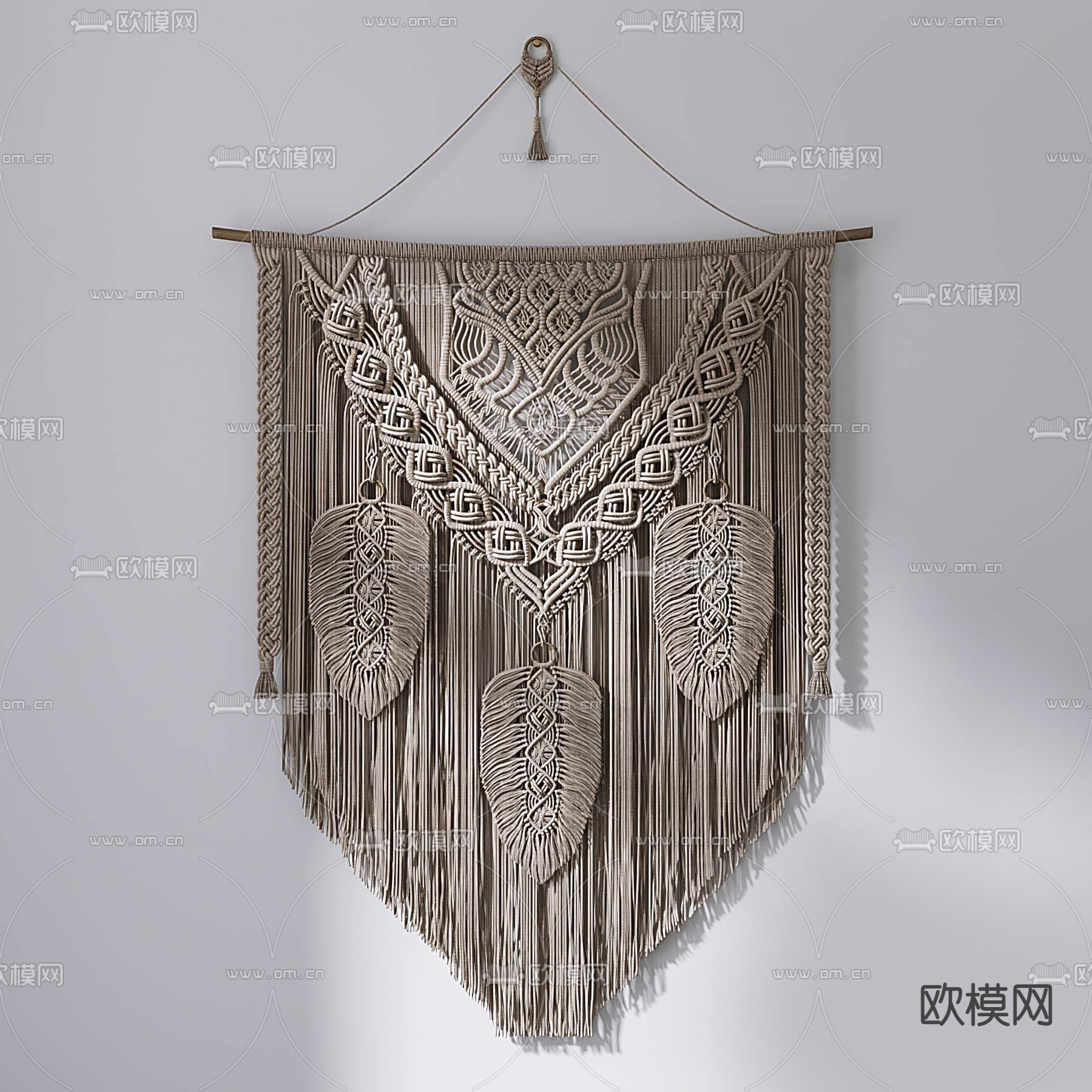 自然风墙饰编织挂件陶罐3d模型下载（渲染图2）