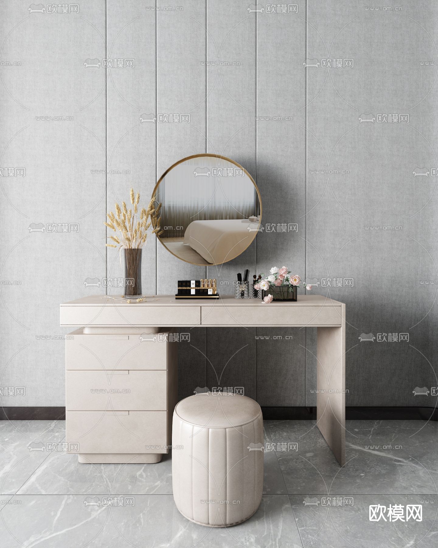 现代梳妆台3d模型下载