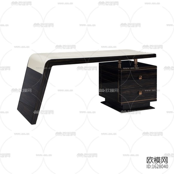 現(xiàn)代輕奢實木皮面書桌下載