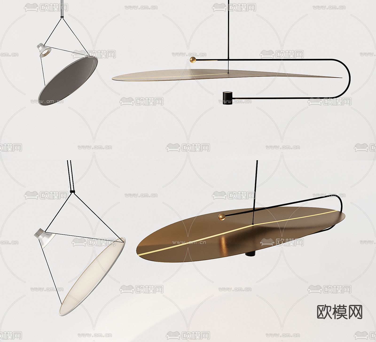 现代艺术吊灯su模型下载（渲染图1）