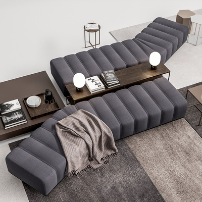  现代布艺公用沙发su模型 