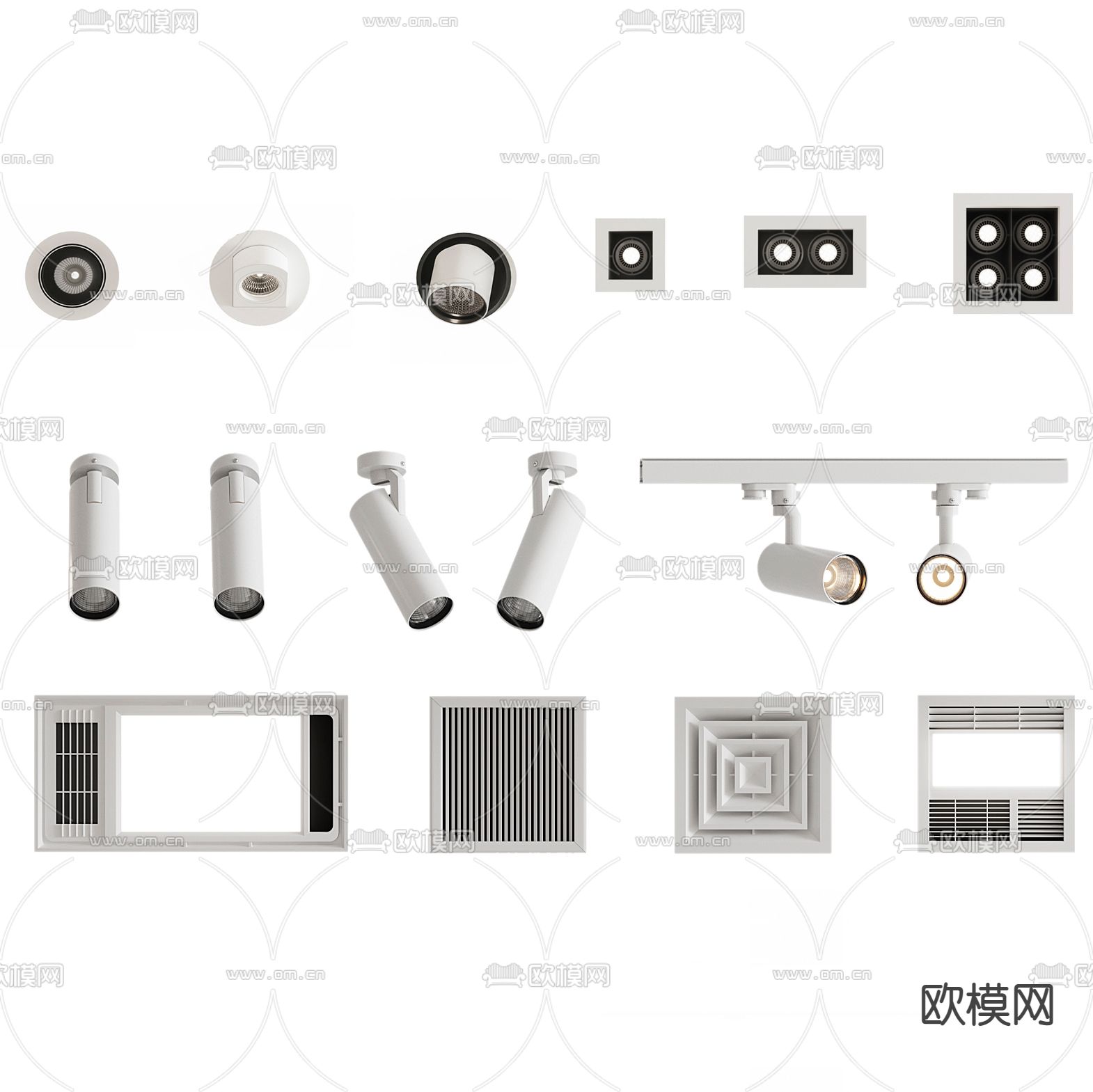 现代筒灯射灯3d模型下载