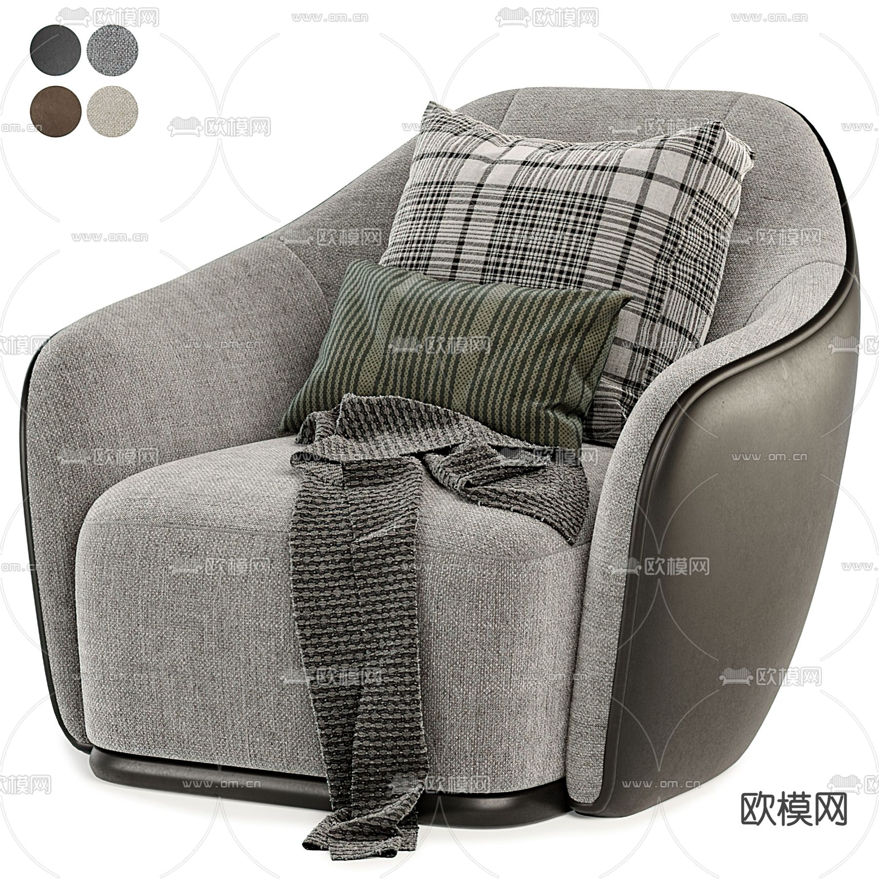 现代布艺休闲沙发3d模型