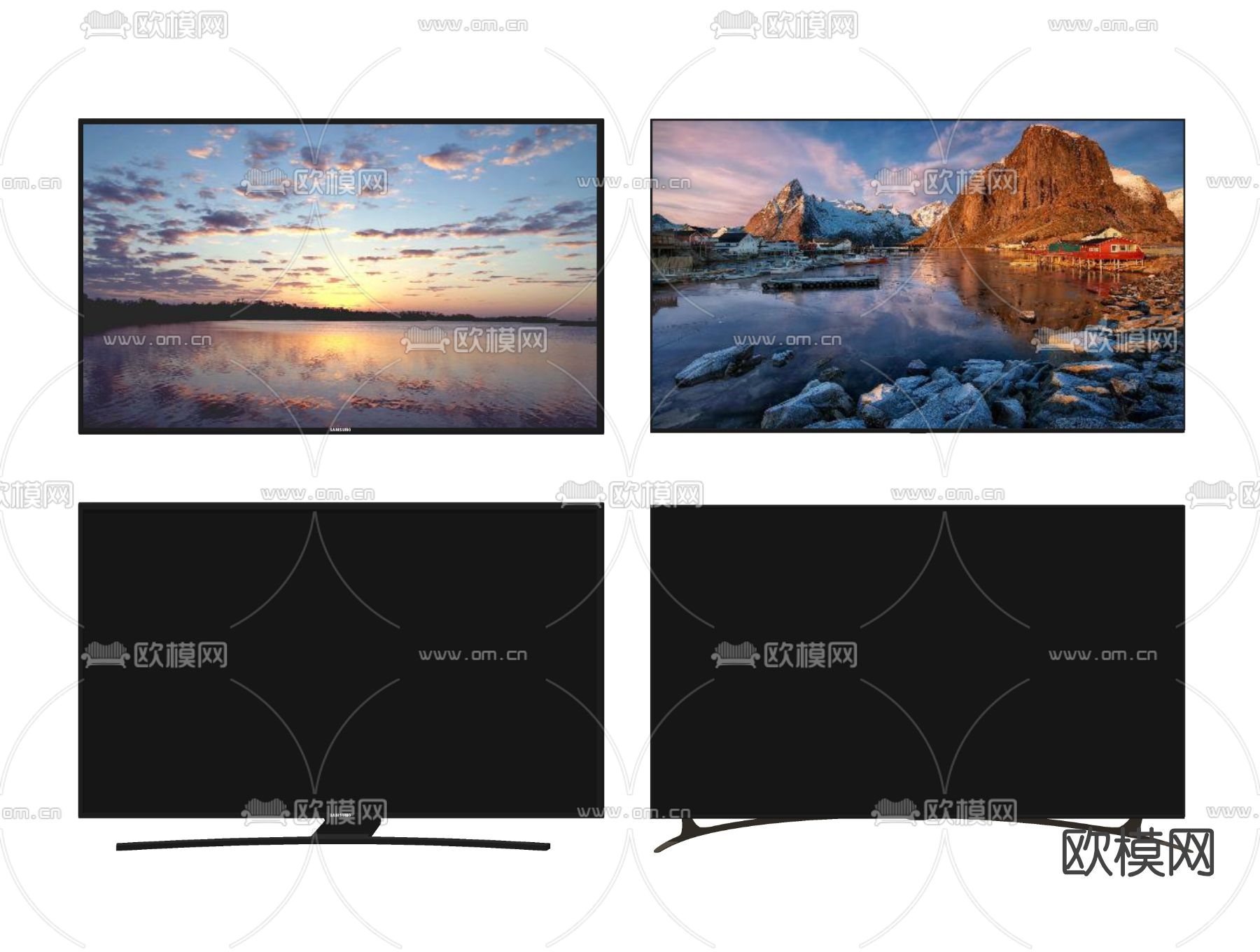 现代曲面电视机su模型下载（渲染图2）