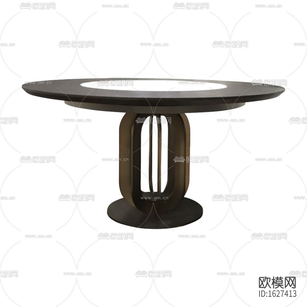 新中式简约实木大理石圆形餐桌下载