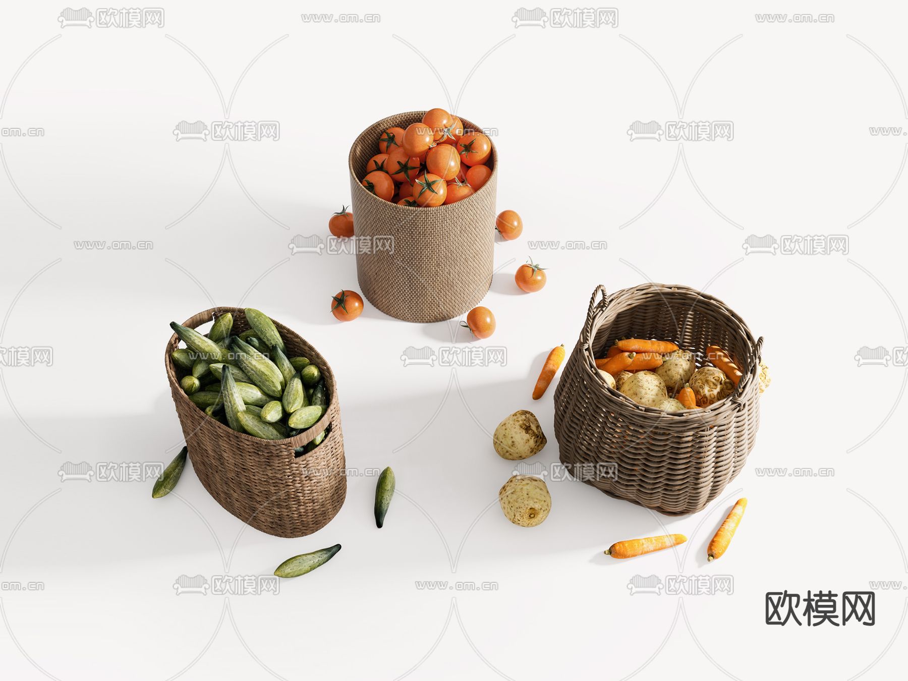 现代水果蔬菜3d模型