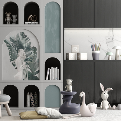  现代儿童装饰柜su模型 