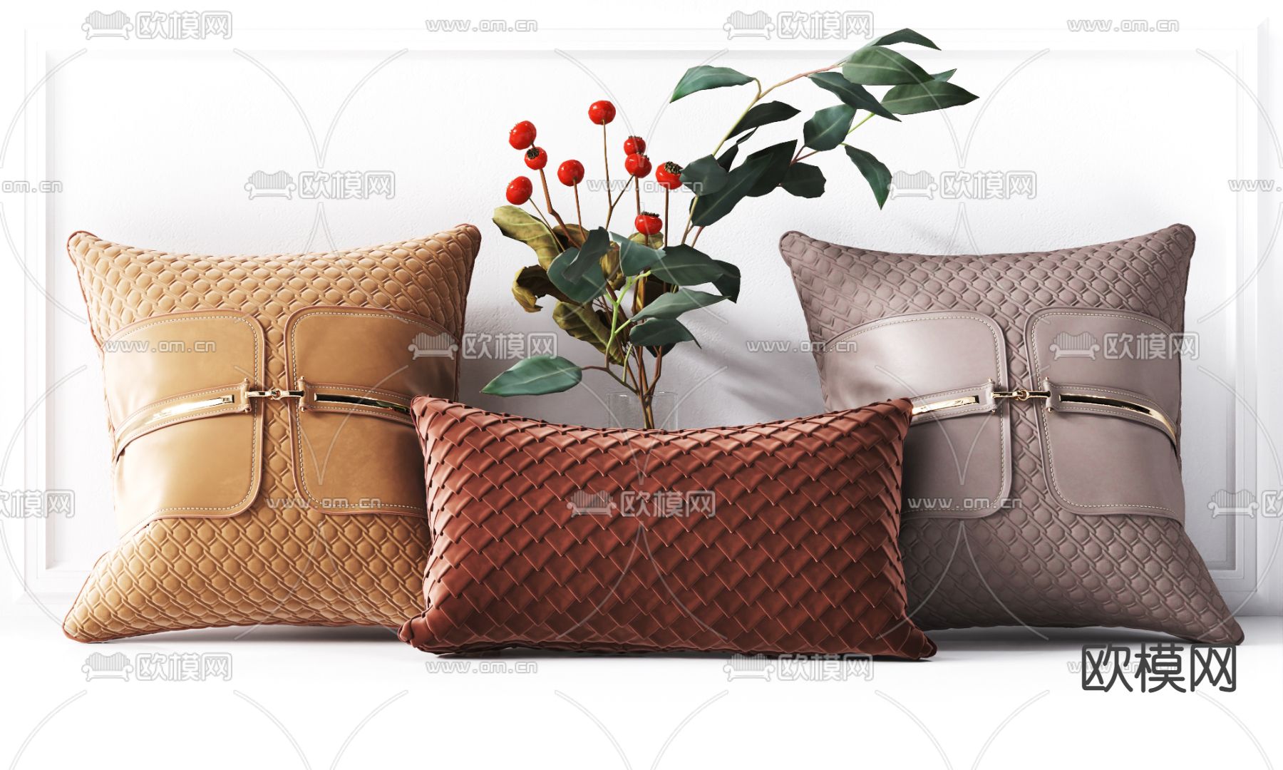 现代布艺抱枕3d模型下载
