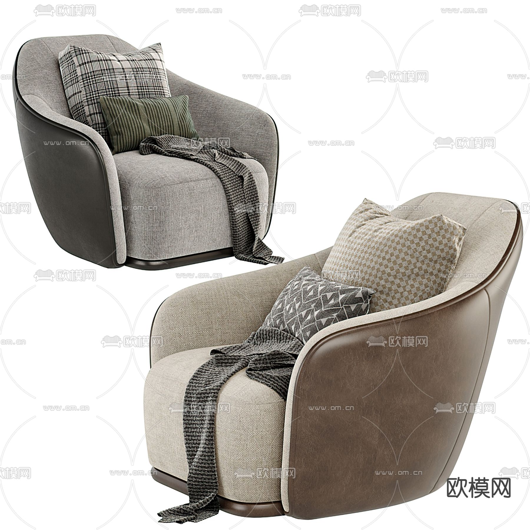 现代布艺休闲沙发3d模型