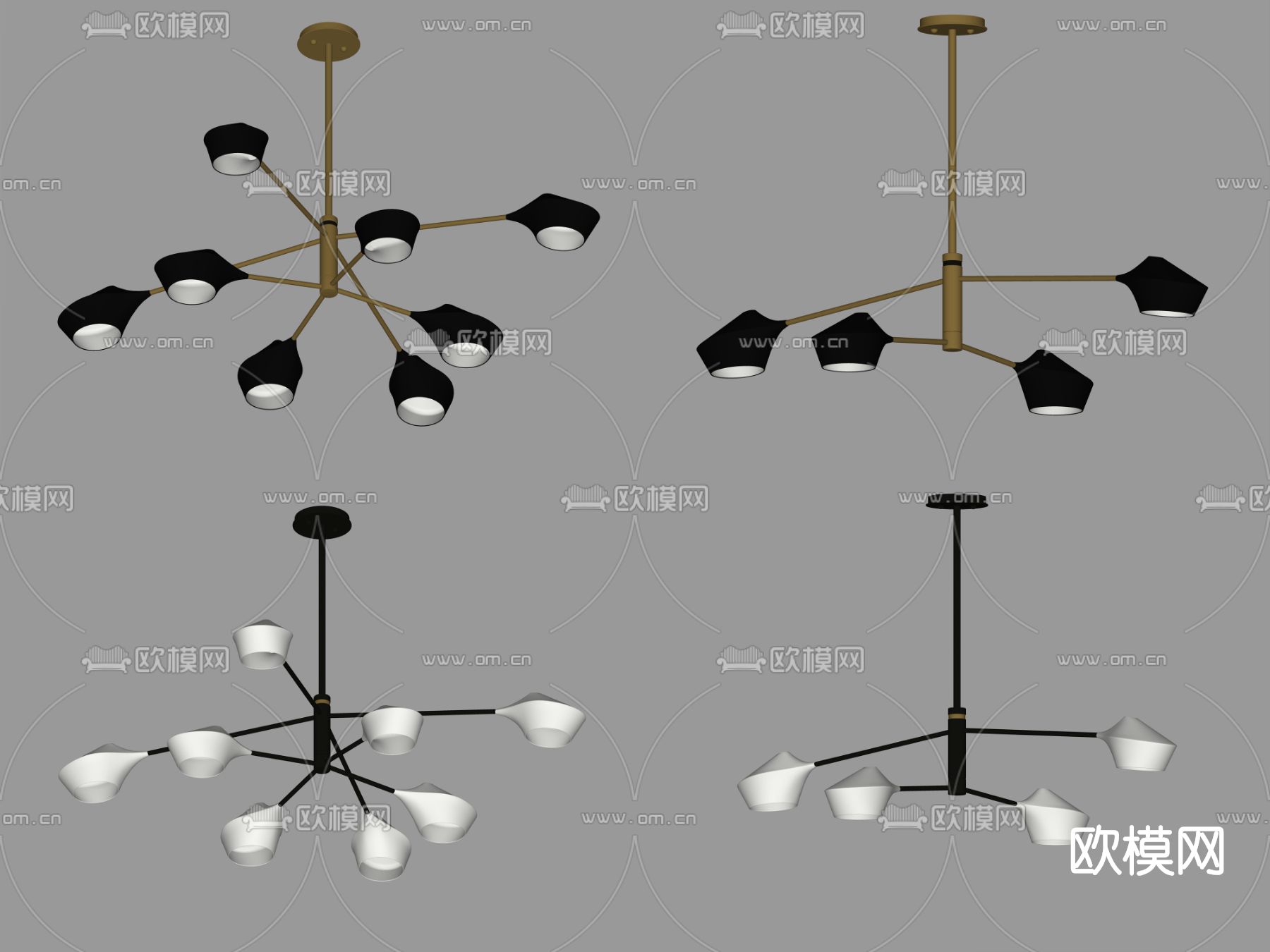 北欧多头吊灯su模型下载（渲染图6）
