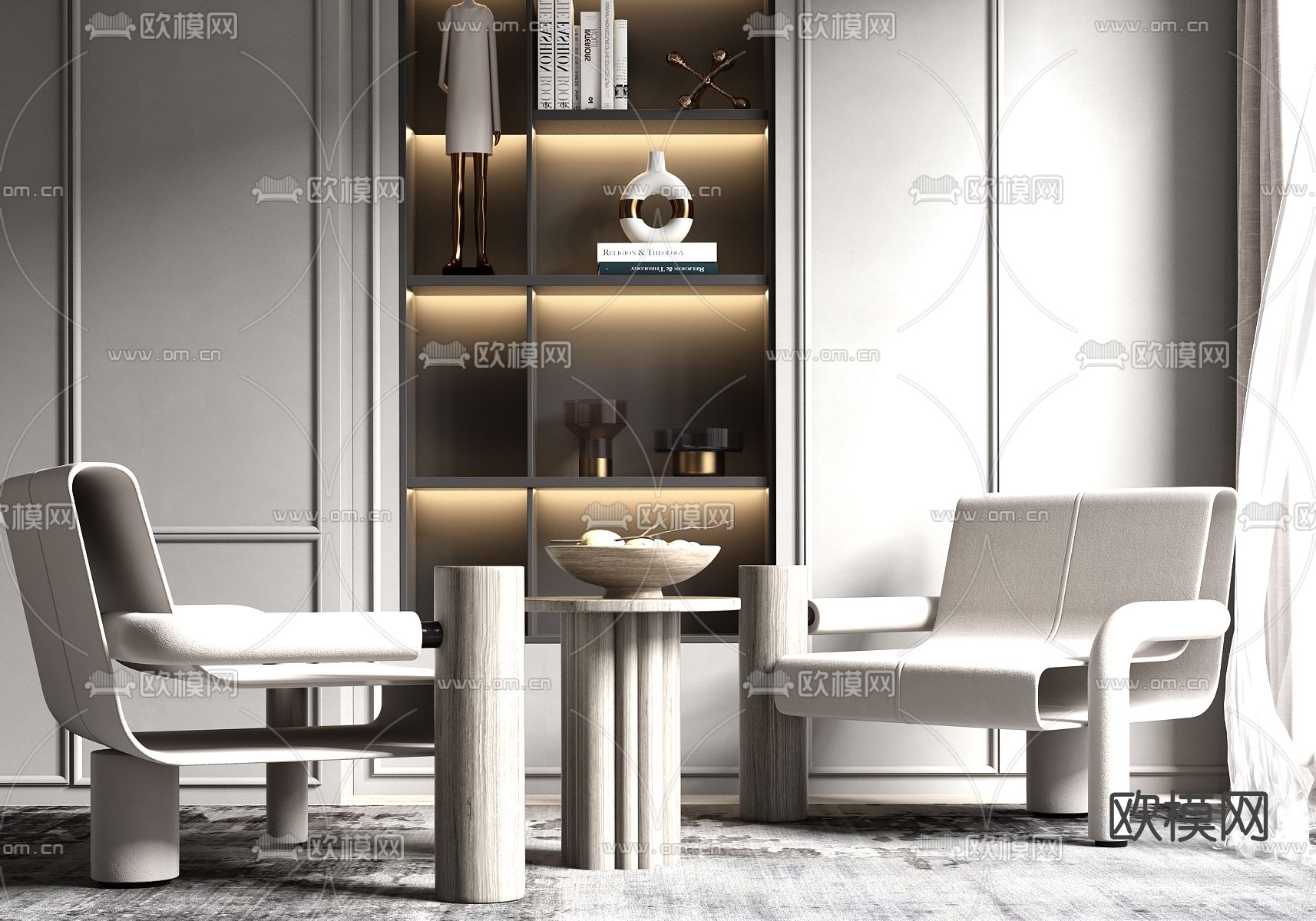 现代创意休闲椅su模型下载（渲染图1）